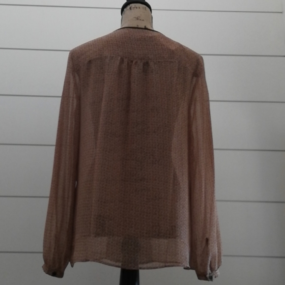 LOFT Sheer Brown & Black Blouse- NWT - Picture 4 of 14
